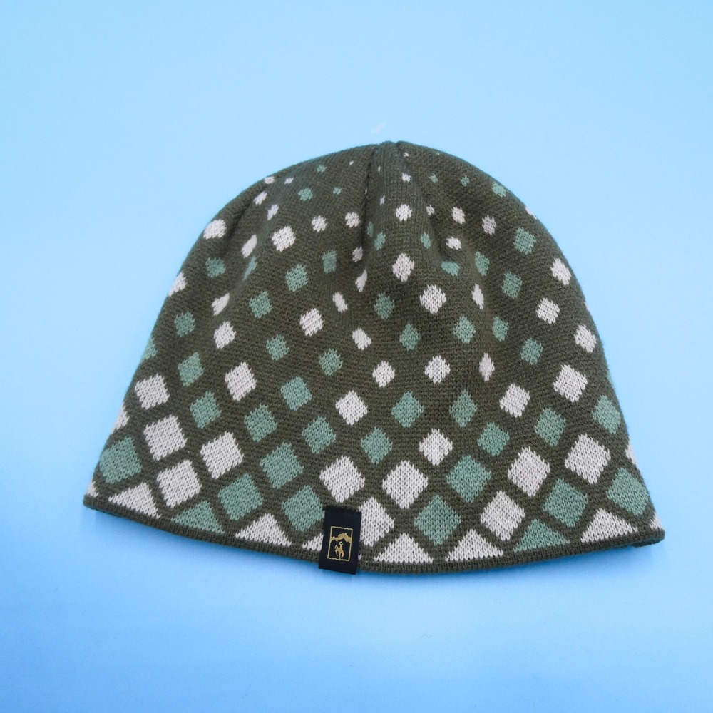 Ouray Hat Women One Size Yellowstone Club Beanie Green‎ Diamond Knit Acrylic